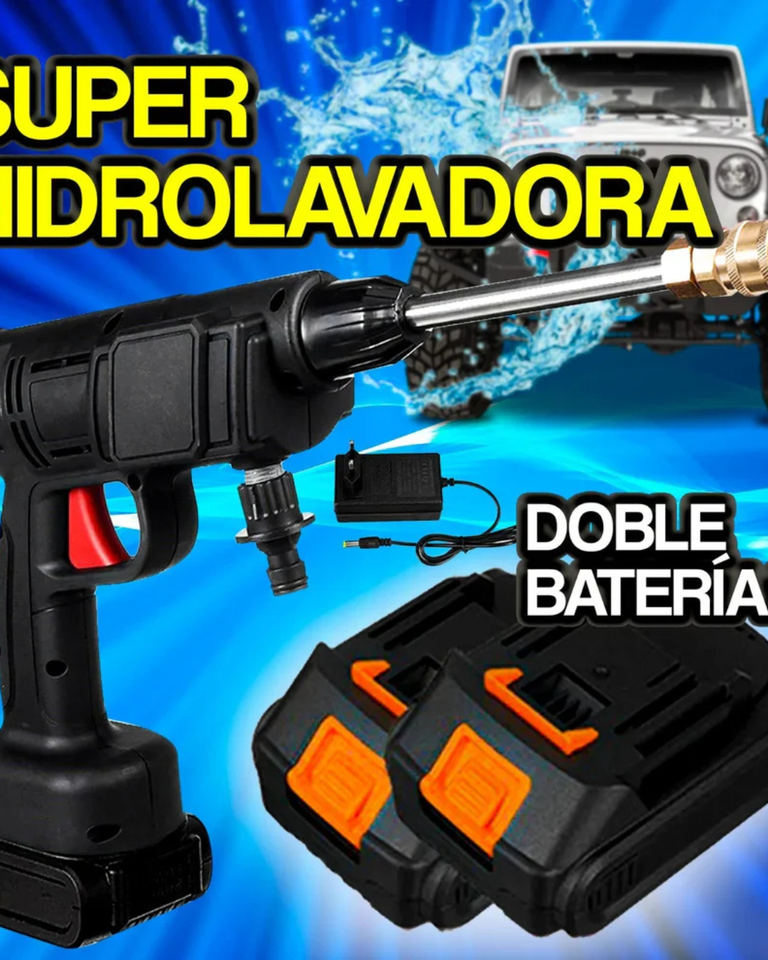 Hidrolavadora  Inalámbrica Portátil Recargable  2 Baterías